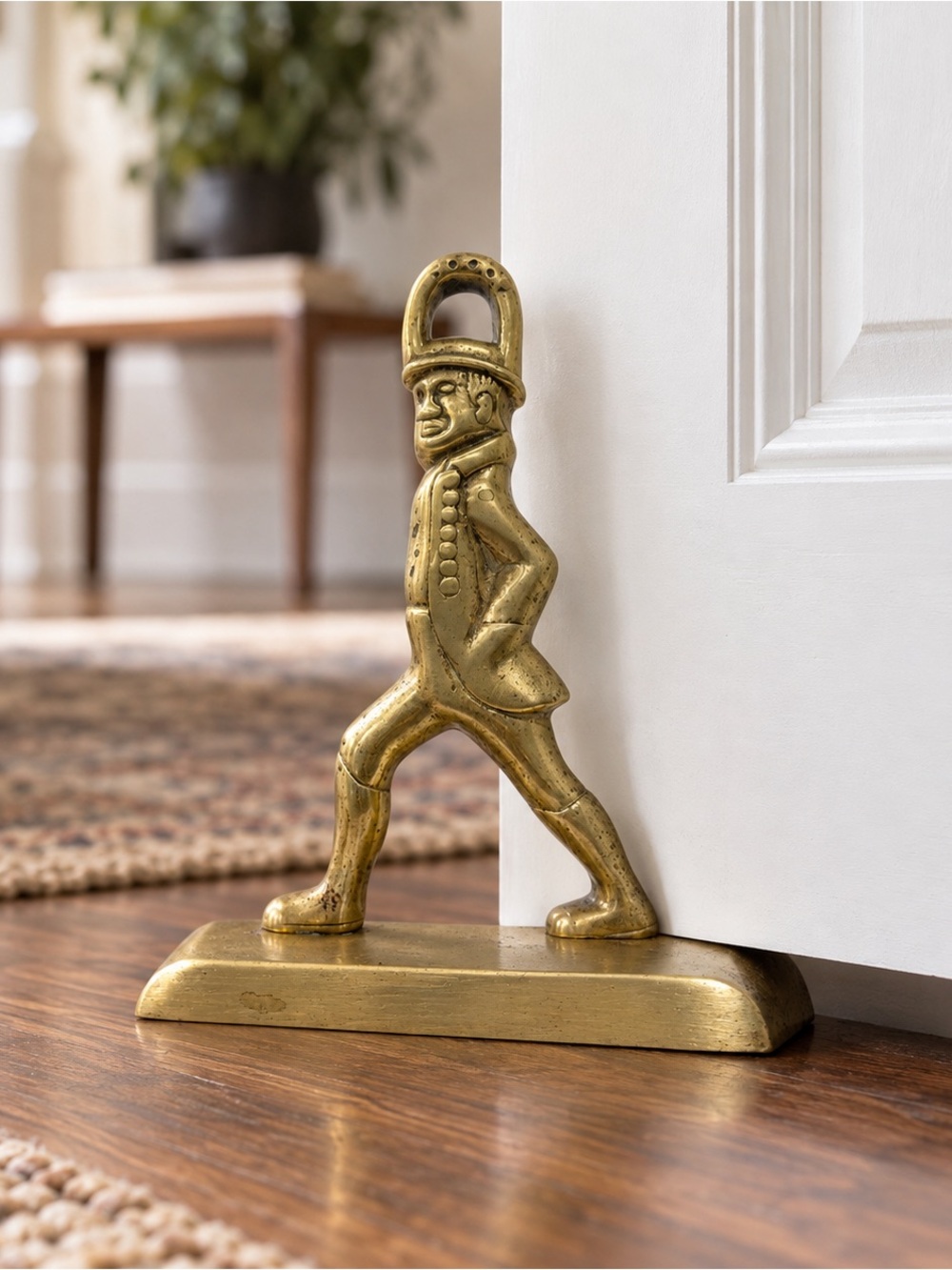 Vintage Brass Colonial Hessian Soldier Doorstop Bookend Figural 11.5”